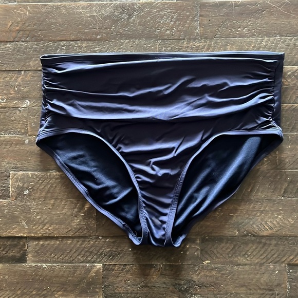 Kona Sol Navy High-Waisted Bikini Bottom - Picture 1 of 4